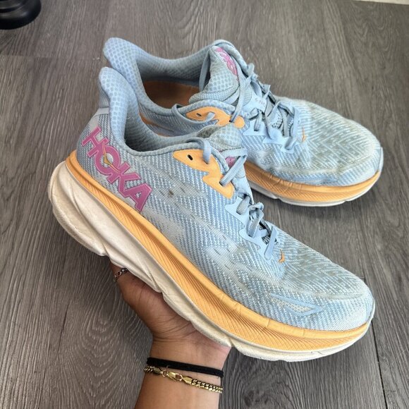 Hoka One One Clifton Shoes Womens 10 B Blue Running Athletic